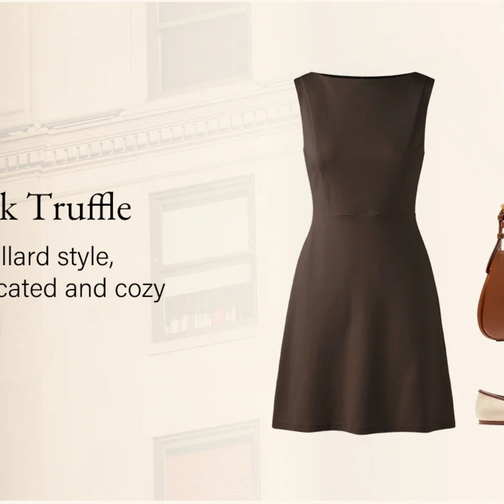 OGL Boatneck Dress M Brown Truffle Eco-Friendly Above-knee Sleeveless